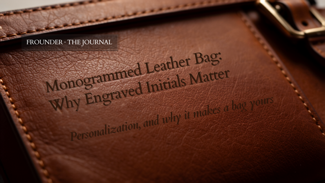 Monogrammed leather bag — engraved initials debossed into Frounder full-grain leather