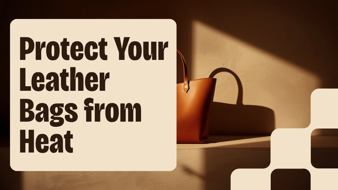How to protect leather bags from heat and sun — a Frounder tan full-grain leather tote in hard afternoon sunlight, one side lit and one side in shadow