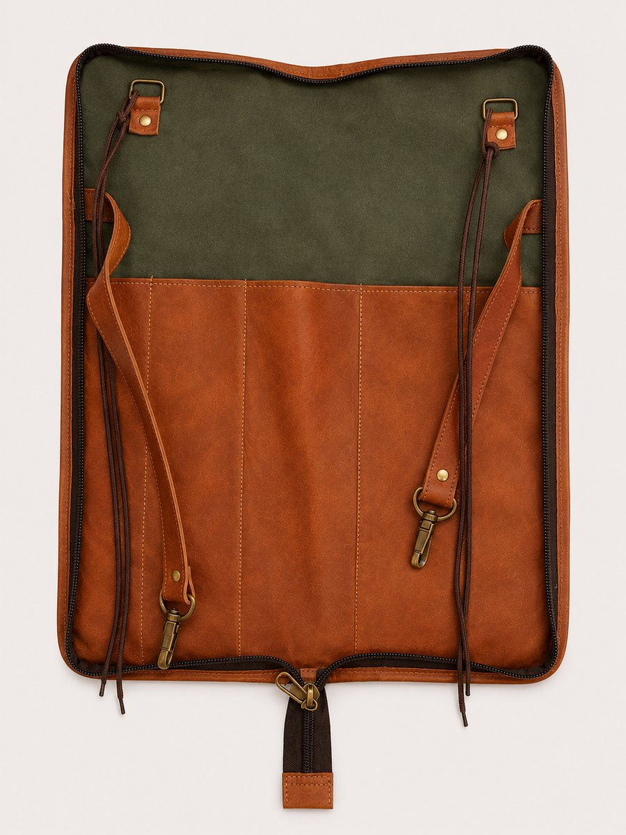 Frounder Clarks leather drumstick bag detail view