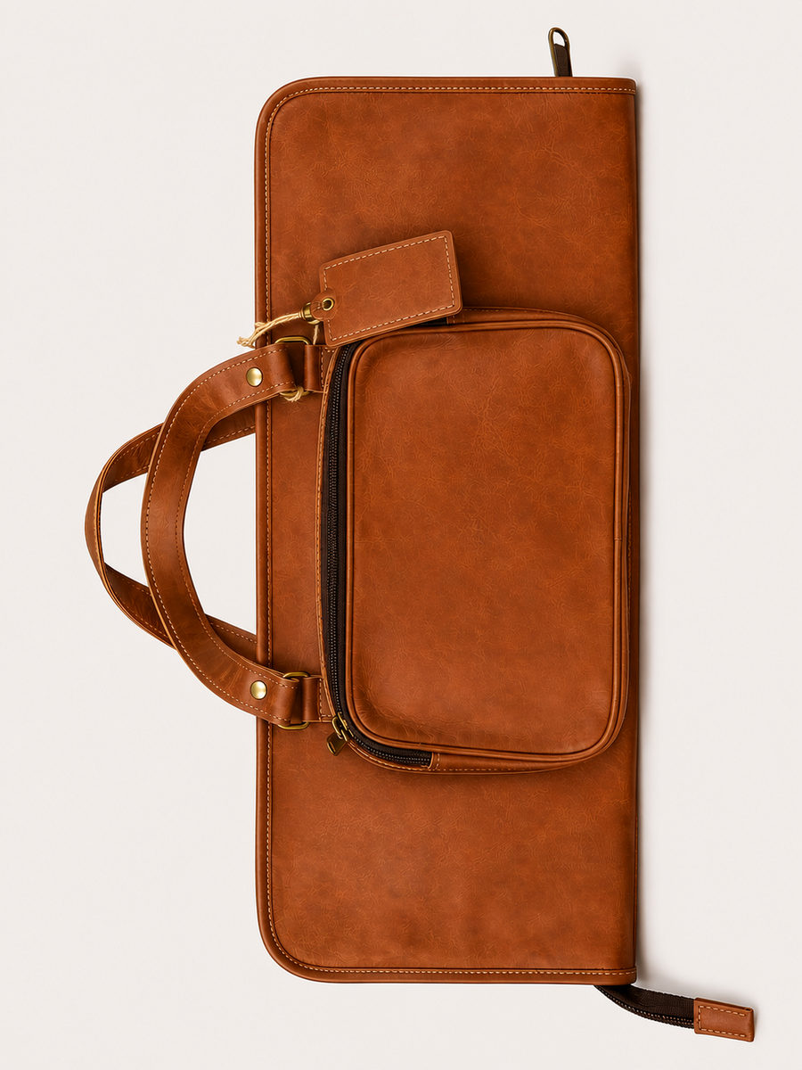 Frounder Clarks leather drumstick bag with brass hardware