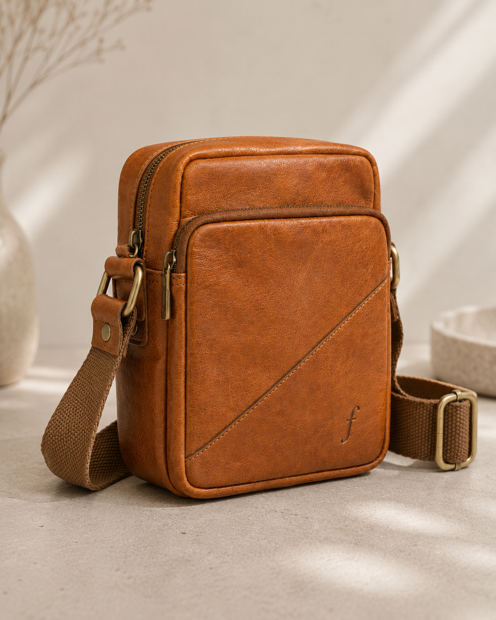 Cosmo mini crossbody bag by Frounder, handmade in full-grain leather