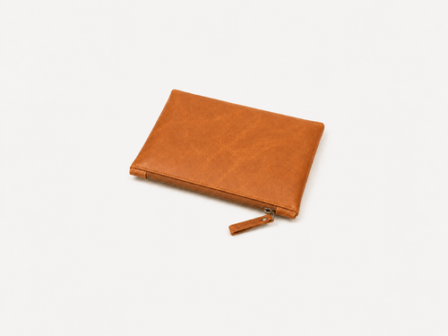 Ethen and Clay leather toiletry pouch, 8 by 6 inches, with a side grab handle