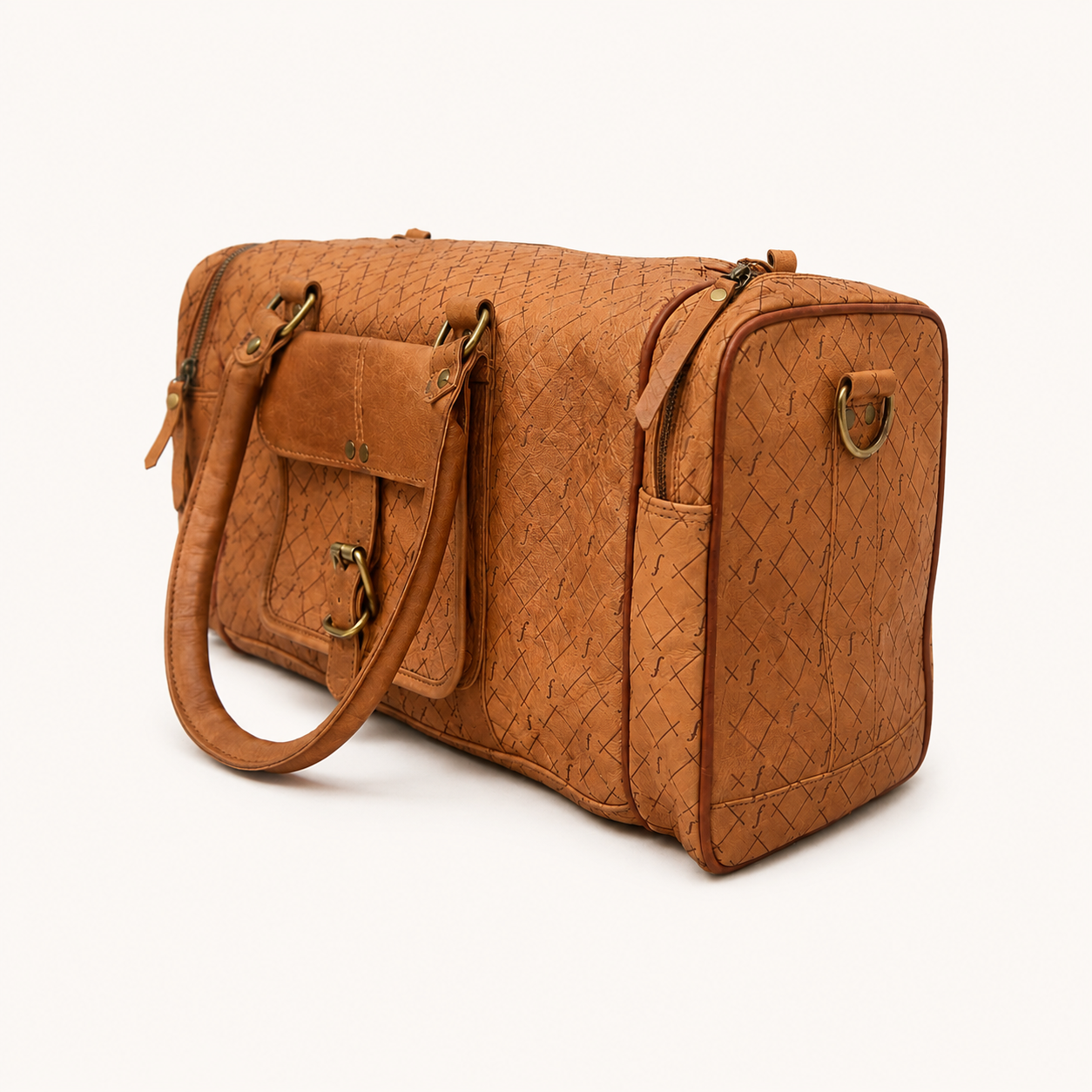 Brown leather Duffel Bag Side