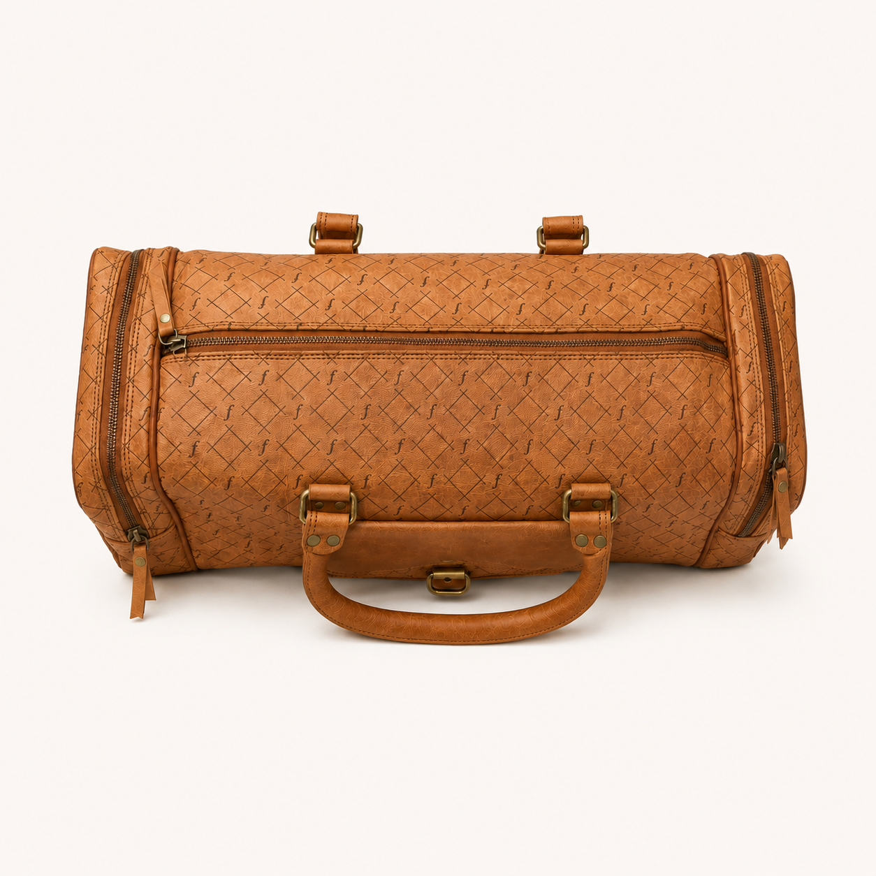 Brown Leather duffel Bag top