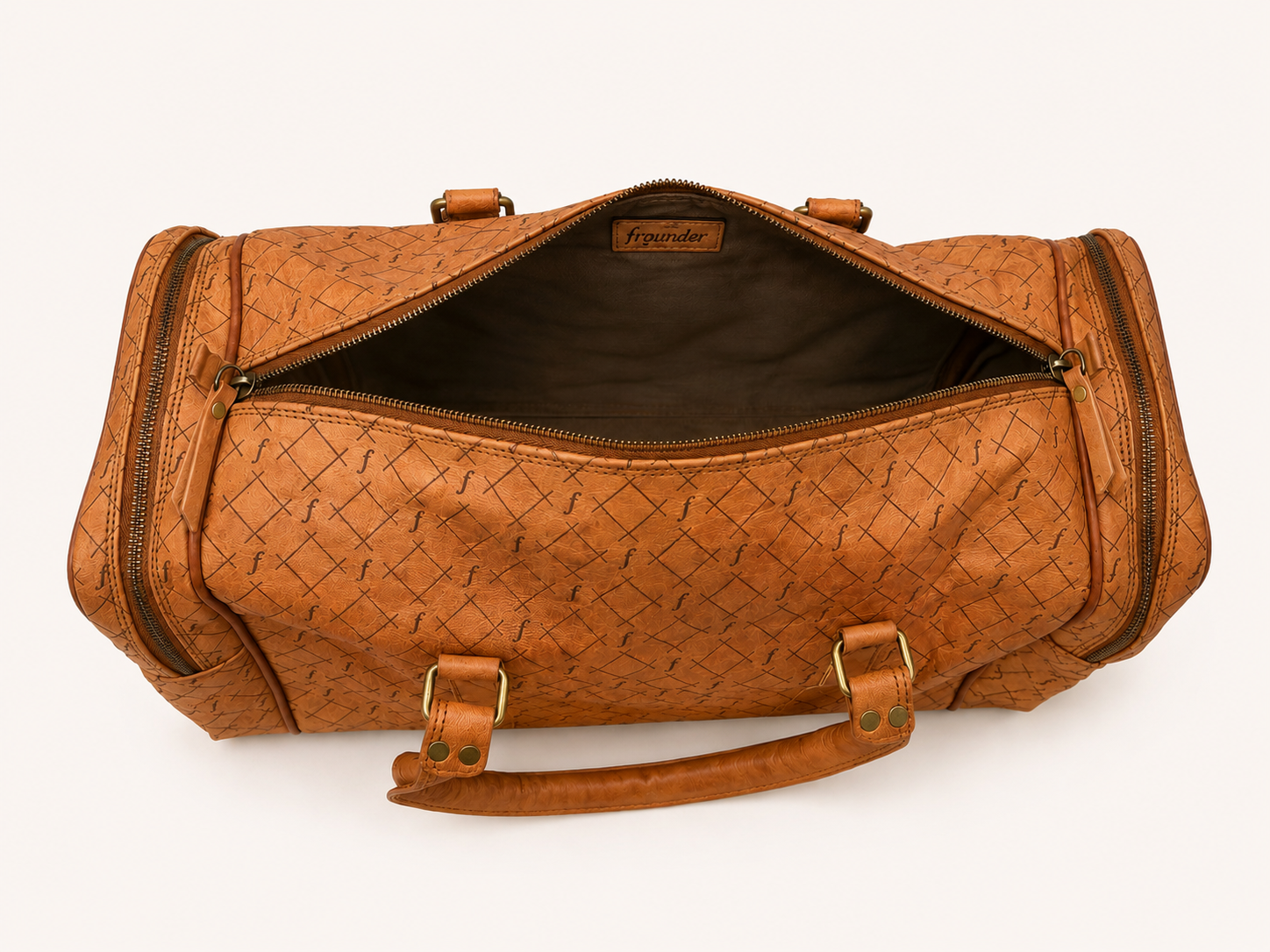 Brown Leather duffel Bag Inner 