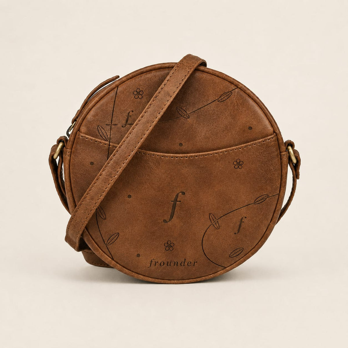 Frounder Orbit round tan leather crossbody bag