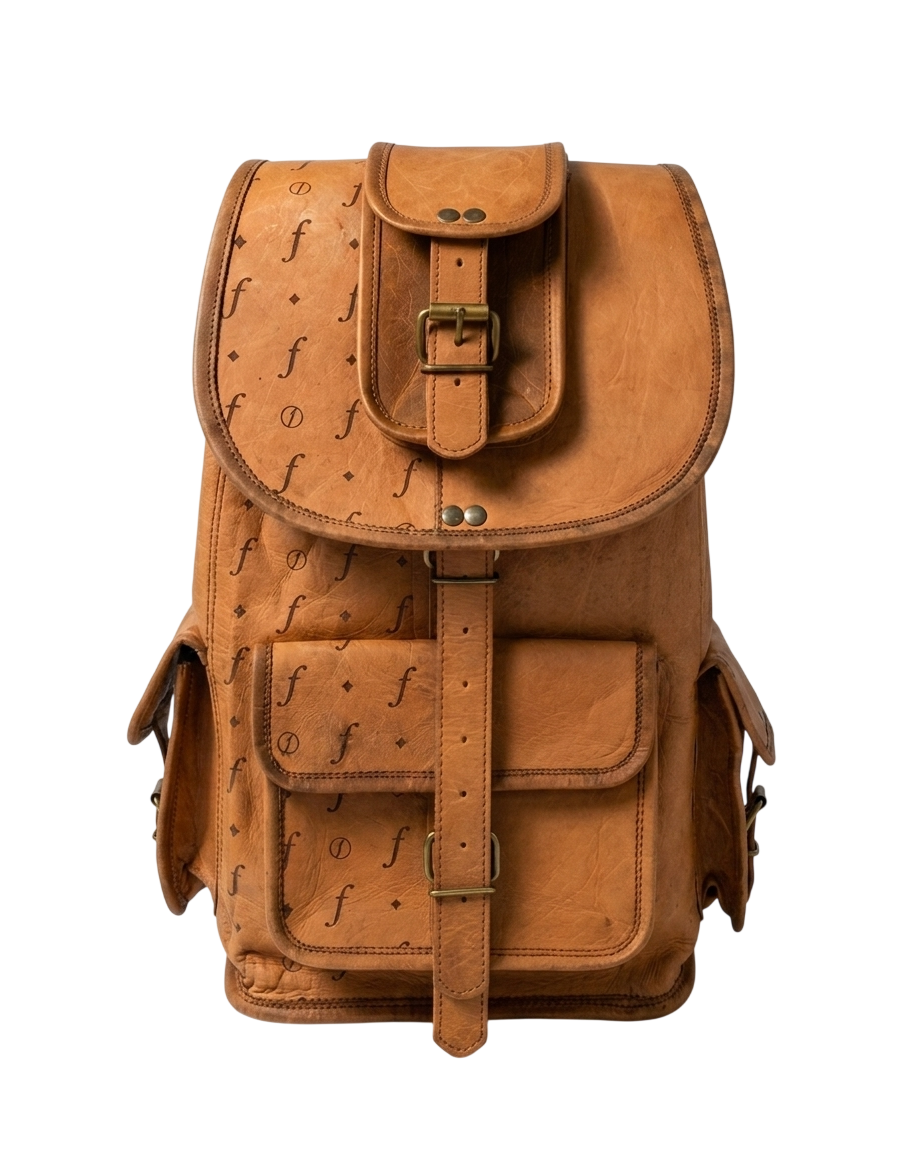 Helios backpack in tan full-grain leather