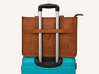 Frounder Nova Tote leather detail showing brass hardware and trim