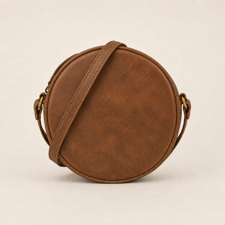 Frounder Orbit round leather crossbody bag with adjustable strap