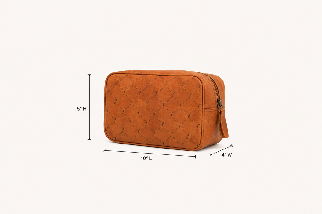 Frounder Dino toiletry bag dimensions: 10 inches long, 5 inches high and 4 inches wide