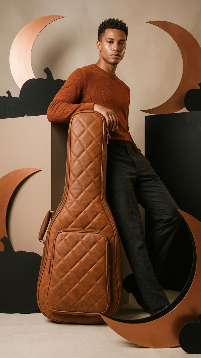 Frounder Linkan leather guitar bag carried on the shoulder